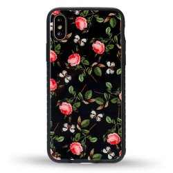 iPhone XS / X Design Tempered Glass Hybrid Case (Rose)
